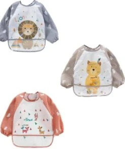 Merkloos Slabbetje - Kinderslab - Slab Met Mouwen - Waterdichte Slab - Set Van 3 Stuks