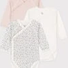 Petit Bateau Set Van 3 Katoenen Body's Met Lange Mouwen Voor Baby's Meisjes Rompertje - Maat 62