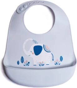 Telano® Slabbetje Met Opvangbakje Olifant - Siliconen Slabber Baby Peuter - Verstelbaar En Waterproof - Kraamcadeau