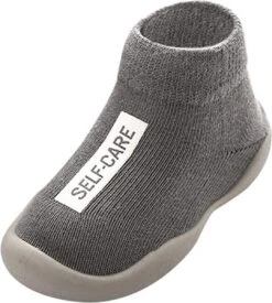 Merkloos Antislip Baby Schoentjes - Eerste Loopschoentjes – Completebabyuitzet - Maat 20,5 – 6-12 Maanden – 13 Cm - Grijs