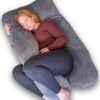 Ella® Zwangerschapskussen XXL U-vorm - Voedingskussen - Zijslaapkussen - Lichaamskussen - Body Pillow - Afneembare Minky Fleece Hoes - 140x80cm - Grijs