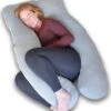 Ella® Zwangerschapskussen XXL U-Vorm - Voedingskussen - Zijslaapkussen - Lichaamskussen - Body Pillow - Afneembare Jersey Katoenen Hoes - 140x80cm - Lichtgrijs