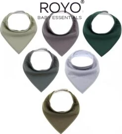 Set Van 6 Grijs/groen Slabbetjes - 100% Organisch Katoen & Fleece - Bandana Slab - Slabber - Kwijl Slabbetjes - Slabbertjes Baby - Kraamcadeau Jongen - Meisje