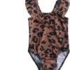Badpak Meisjes - Luipaardprint – Bruin – Zwempak Meisjes – (Leeftijd Ca. 1 – 2 Jaar)