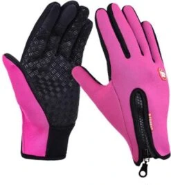 Windstopper Handschoenen Antislip, Winddicht, Thermisch Warm, Touchscreen, Ademend, Tactico Winter Heren, Dames Zwarte Rits [roze/s]