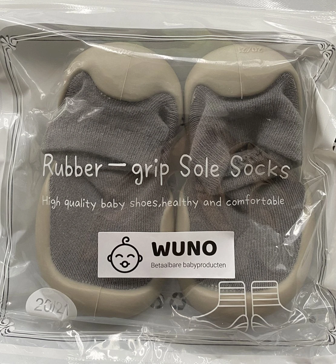 Antislip Baby Schoentjes - Maat 20/21 – 13 Cm - Grijs 2 Antislip Baby Schoentjes - Maat 20/21 – 13 Cm - Grijs - Afbeelding 2