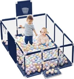 Merkloos Speelbox - Grote Grondbox - Kruipbox - Baby Playpen - Basis - Kinderbox - 181x122x61cm - Blauw