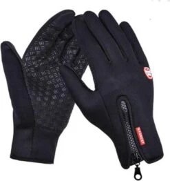 Windstopper Handschoenen Antislip, Winddicht, Thermisch Warm, Touchscreen, Ademend, Tactico Winter Heren, Dames Zwarte Rits [zwart/s]