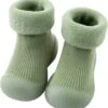 Fleece Anti-slip Schoentjes - Sok Sloffen - Eerste Loopschoentjes Van Baby-Slofje - Effen Groen - Maat 18/19