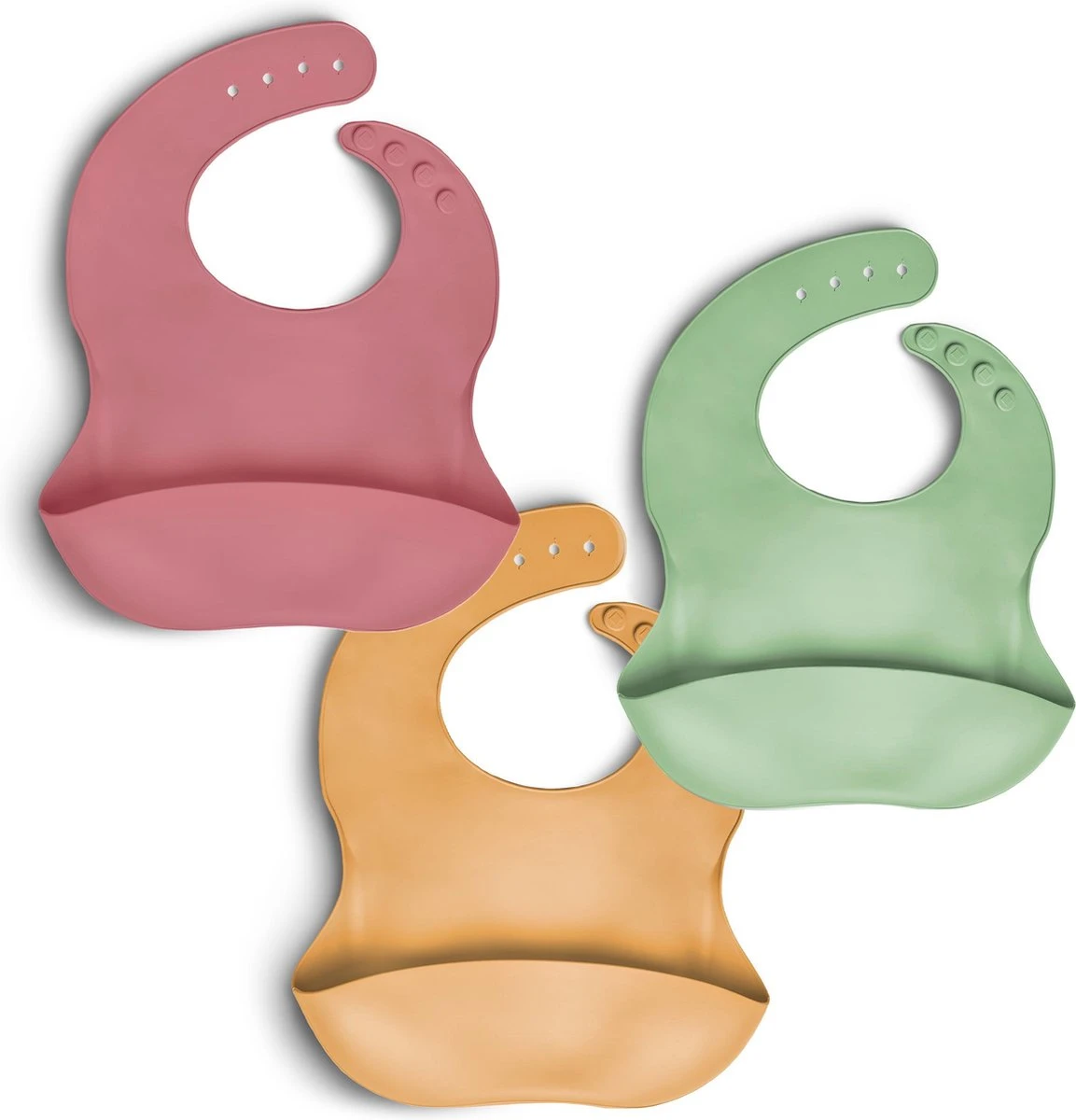 Telano® Slabbetje 3 Stuks Met Opvangbakje - Siliconen Slabber Baby Peuter - Verstelbaar En Waterproof - Kraamcadeau - Roze - Mintgroen - Okergeel 1 Telano® Slabbetje 3 Stuks Met Opvangbakje - Siliconen Slabber Baby Peuter - Verstelbaar En Waterproof - Kraamcadeau - Roze - Mintgroen - Okergeel
