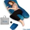 Telano Zwangerschapskussen XXL - Extra Hoes En Opbergtas - Exclusieve Gouden Rits - Velvet Stof - Voedingskussen - U Vorm - Extra Groot - Zijslaapkussen - Blauw