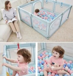 Service96 - Speelbox - Baby Box - Baby Gym - Ballenbak Voor Kinderen - Met Veiligheidsbarriere - XL Vierkant Speelbox - Playpen - Babybox - Grondbox - Kinderbox Voor Peuter En Kind - 120x120x66cm - Met 50x Ballenbak Ballen - Turquoise -Goedkope Kleintje Kleding Winkel 1156x1200 5