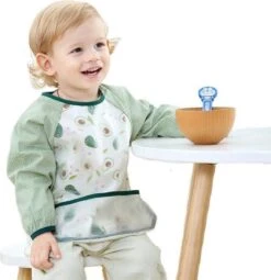 Slabbetje Lange Mouwen Met Brede Opvangbak Meisjes - Jongens - Avocado - Peer - Waterproof - Katoenen Mouwen Met Kunststof Voorzijde - Lange Mouwen Slabber -Goedkope Kleintje Kleding Winkel 1161x1200 2