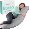 Litollo® Zwangerschapskussen (J-vorm) - Zijslaapkussen - Voedingskussen - Lichaamskussen - Body Pillow - 145cm - Afneembare Hoes - Grijs