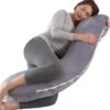 Litollo® Zwangerschapskussen (J-vorm) - Zijslaapkussen - Voedingskussen - Lichaamskussen - Body Pillow - 145cm - Zachte Fleece Stof - Afneembare Hoes - Grijs