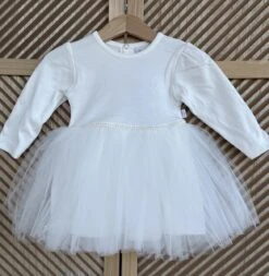 Merkloos Luxe Feestjurk-bruidsjurk-doopkleding-tule Jurk Met Jasje-blaadjesmotief-baby Jurk-tutu Rok- Tweedelige Set- Katoenen Jurk Met Steentjes En Bloem-bruidsmeisjes-doopsel-bruiloft-verjaardag-foto Shoot- Wit Ivoor Kleur - Maat 86 - 18 Tem 24maanden -Goedkope Kleintje Kleding Winkel 1171x1200