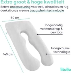 Litollo® Zwangerschapskussen (U-vorm) - Voedingskussen - Lichaamskussen - Body Pillow - 280cm - Traagschuimvulling -Goedkope Kleintje Kleding Winkel 1178x1200 3