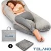 Telano Zwangerschapskussen XXL | Extra Hoes En Opbergtas |Velvet Stof | Voedingskussen | U Vorm | Extra Groot | Zijslaapkussen | Grijs