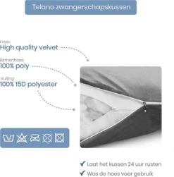 Telano Zwangerschapskussen XXL | Extra Hoes En Opbergtas |Velvet Stof | Voedingskussen | U Vorm | Extra Groot | Zijslaapkussen | Grijs -Goedkope Kleintje Kleding Winkel 1180x1200 4