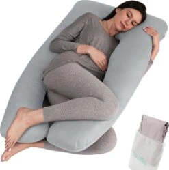 Litollo® Zwangerschapskussen XXL - Voedingskussen - Lichaamskussen - Body Pillow - 280cm - Grijs - Met Gratis Extra Afneembare Hoes (t.w.v. €29,95)