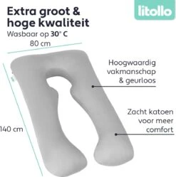 Litollo® Zwangerschapskussen XXL - Voedingskussen - Lichaamskussen - Body Pillow - 280cm - Afneembare Hoes - Grijs -Goedkope Kleintje Kleding Winkel 1189x1200 2