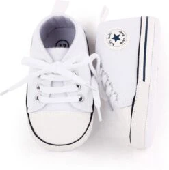 Baby Schoenen - Pasgeboren Babyschoenen - Eerste Baby Schoentjes 0-6 Maanden - Zachte Zool Antislip - Baby Slofjes 11cm - Wit -Goedkope Kleintje Kleding Winkel 1190x1200