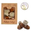 Pialetti Baby Slofjes - Baby Schoentjes - 100% Leer - Maat 22 - Handgemaakt Sloffen - Schapenleer - Sokken Model - Bruin - Babyslofjes
