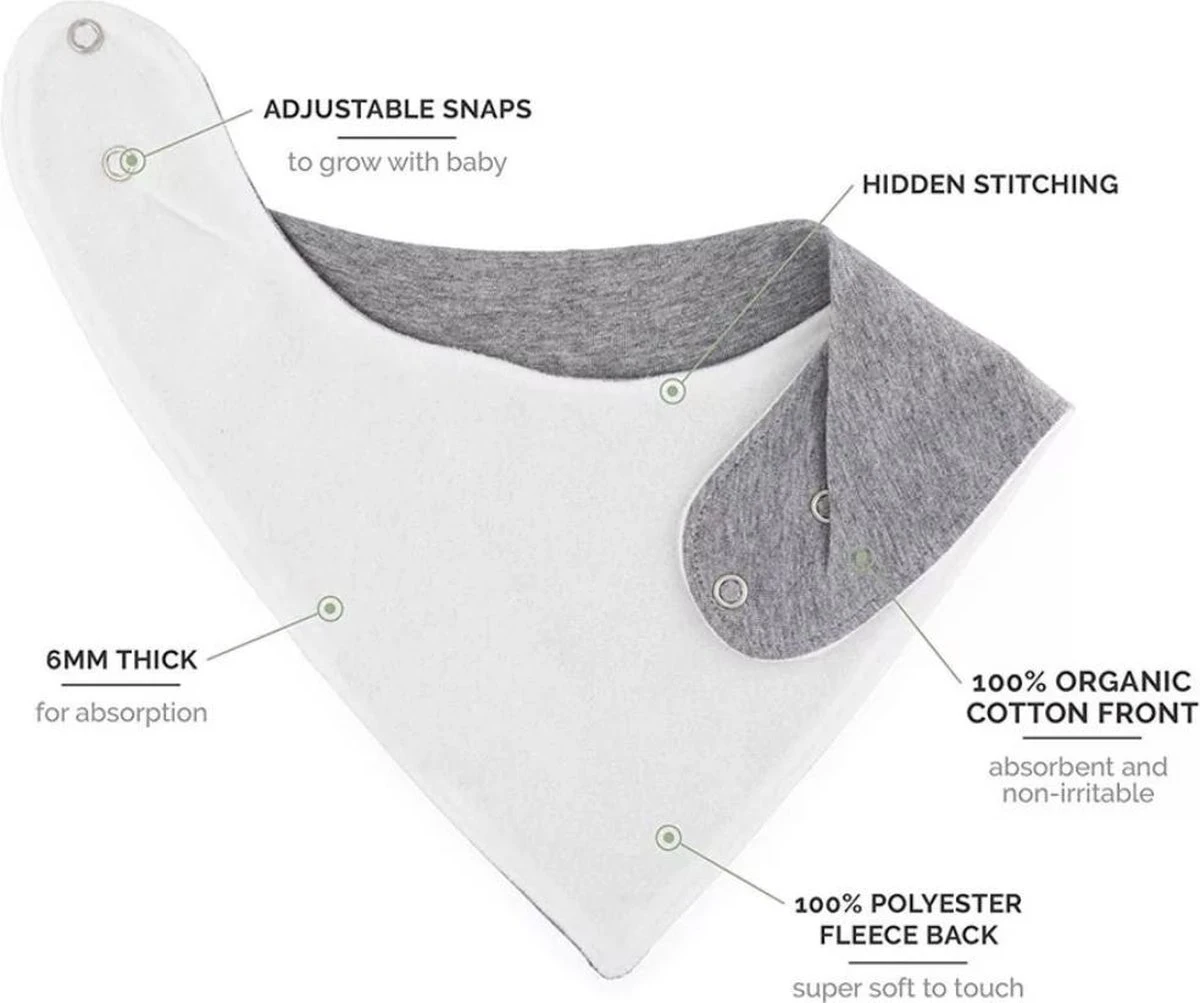 Set Van 6 Multicolor Slabbetjes - 100% Organisch Katoen & Fleece - Bandana Slab - Slabber - Kwijl Slabbetjes - Slabbertjes Baby - Kraamcadeau Jongen - Meisje 3 Set Van 6 Multicolor Slabbetjes - 100% Organisch Katoen & Fleece - Bandana Slab - Slabber - Kwijl Slabbetjes - Slabbertjes Baby - Kraamcadeau Jongen - Meisje - Afbeelding 3