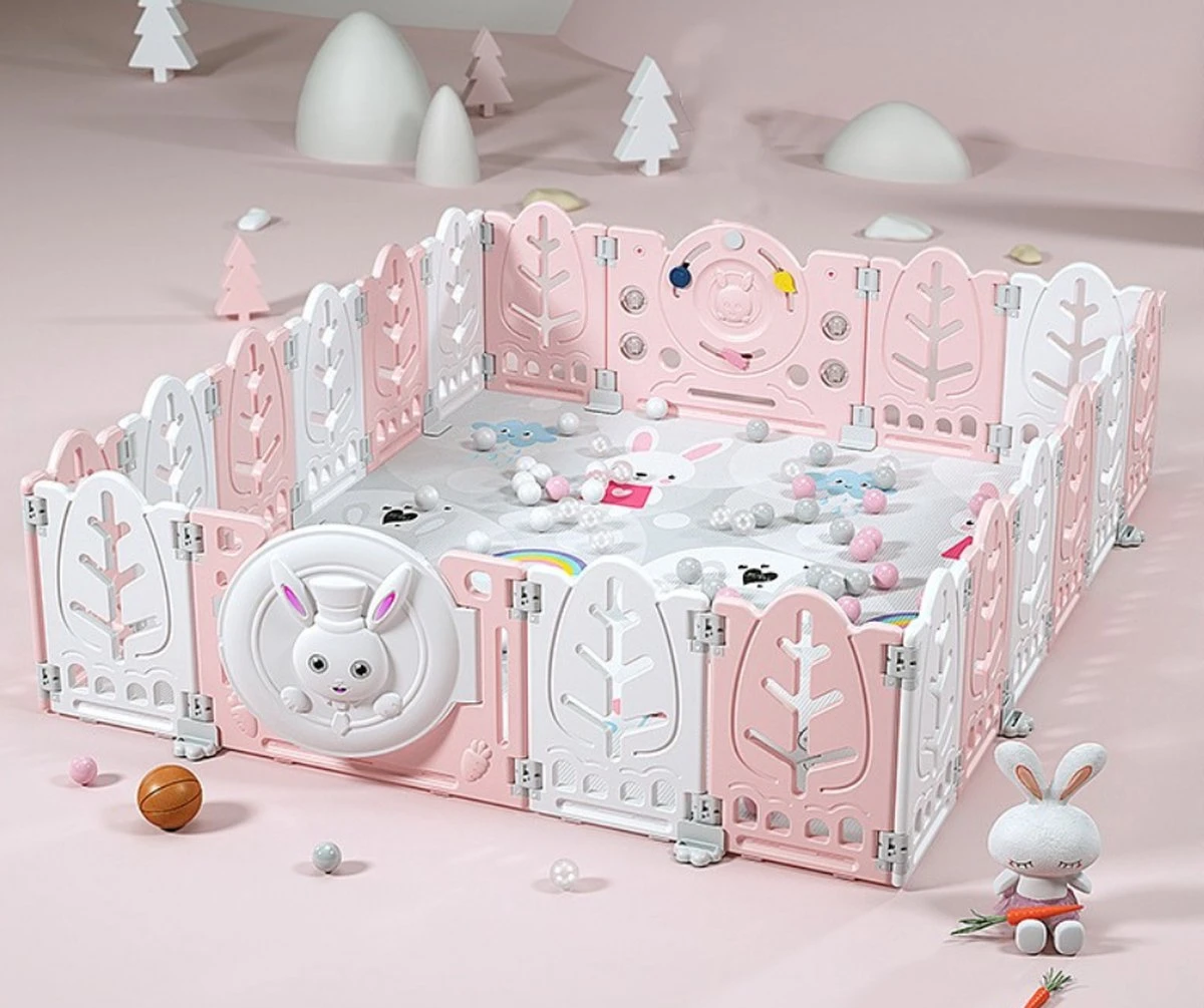 Merkloos Grondbox Konijn - Playpen - Roze 1 Merkloos Grondbox Konijn - Playpen - Roze