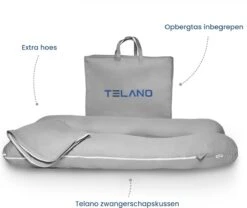 Telano Zwangerschapskussen 100% Katoen XXL | Extra Hoes En Opbergtas | 100% Katoenen Hoes | 2500 Gram Vulling| Voedingskussen | U Vorm | Extra Groot | Zijslaapkussen | Grijs -Goedkope Kleintje Kleding Winkel 1200x1010