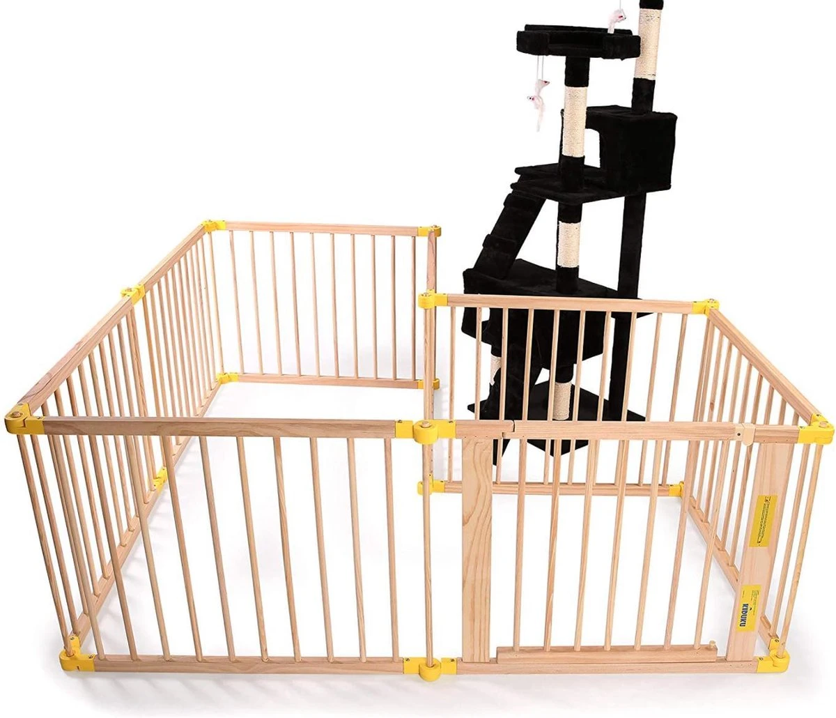 KIDUKU® 7,2 Meter Veiligheidshek XXL Inklapbaar Incl. Deur, Bestaand Uit 8 Elementen, Naar Wens Te Vormen Box Hek Grondbox 2 KIDUKU® 7,2 Meter Veiligheidshek XXL Inklapbaar Incl. Deur, Bestaand Uit 8 Elementen, Naar Wens Te Vormen Box Hek Grondbox - Afbeelding 2