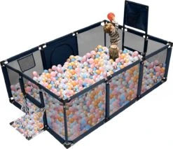 Merkloos Baby Speelbox-Playpen-Kruipbox-Grondbox-Kinderbox-Baby Boxen-181x122x61cm-Donkerblauw