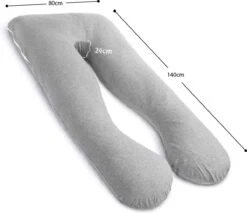 Ella® Zwangerschapskussen XXL U-Vorm - Voedingskussen - Zijslaapkussen - Lichaamskussen - Body Pillow - Afneembare Jersey Katoenen Hoes - 140x80cm - Lichtgrijs -Goedkope Kleintje Kleding Winkel 1200x1034