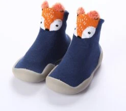 Anti-Slip Babyschoentjes - Soksloffen - Eerste Loopschoentjes Van Baby-Slofje - Blauw Vos Maat 22/23