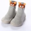 Anti-slip Babyschoentjes - Soksloffen - Eerste Loopschoentjes Van Baby-Slofje - Grijs Tijger Maat 18/19