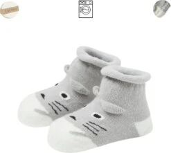 Merkloos Babysokken - Poesje - Katoen - Antislip - 0-12 Maanden - Babysokjes - Baby Slofjes - Kraamcadeau - Baby Cadeau
