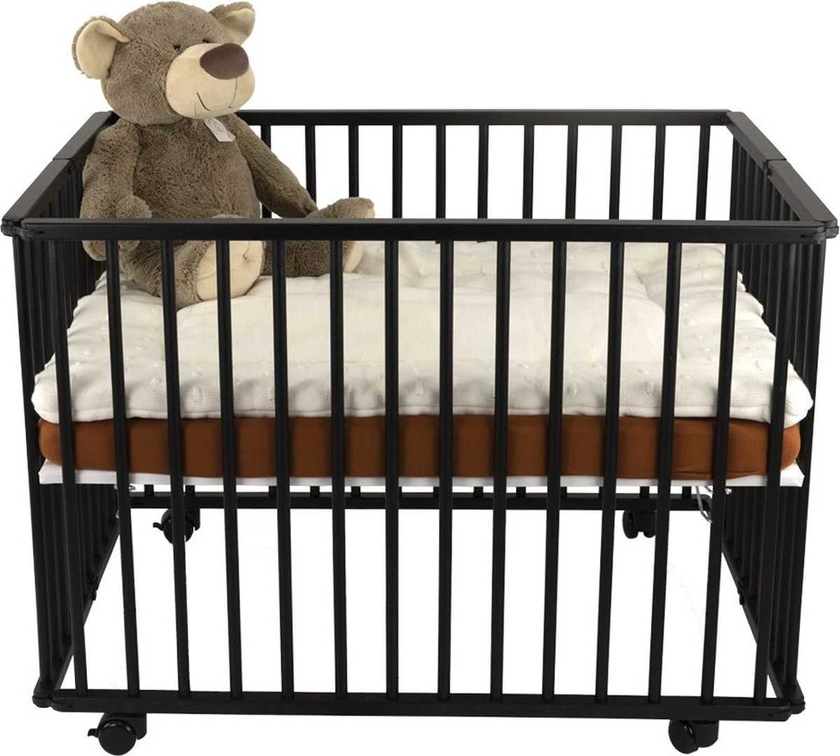 Cabino Baby Box Inklapbaar Met In Hoogte Verstelbare Bodem Zwart 6 Cabino Baby Box Inklapbaar Met In Hoogte Verstelbare Bodem Zwart - Afbeelding 6