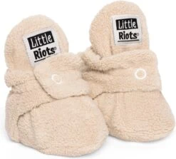 Little Riots - Babyslofjes - Fleece Original - Soft Beige - 3-6 Maanden (10cm) - Schoenmaat 16-17