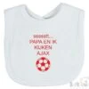 Soft Touch Slabbetje "ssssstt Papa En Ik Kijken AJAX" Unisex Katoen Wit/rood Afmeting 33 X 22 Cm