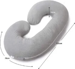 Ella® Zwangerschapskussen XXL C-vorm - Voedingskussen - Zijslaapkussen - Lichaamskussen - Body Pillow - Afneembare Jersey Katoenen Hoes - 150x70cm - Lichtgrijs -Goedkope Kleintje Kleding Winkel 1200x1098 1