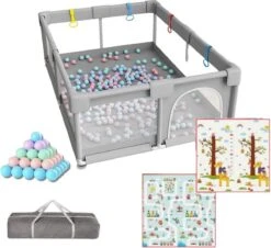 Xl Grondbox Met XL Boxkleed Opbergtas En Plastic Ballen - Speelbox - Playpen - Baby Box - Grondbox - Kruipbox