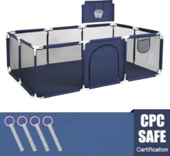 Speelbox - Opvouwbaar - 0-9 Jaar - Grondbox - Inclusief Kleurrijke Speelmat - Playpen - 143 X 150 Cm - Ballenbak