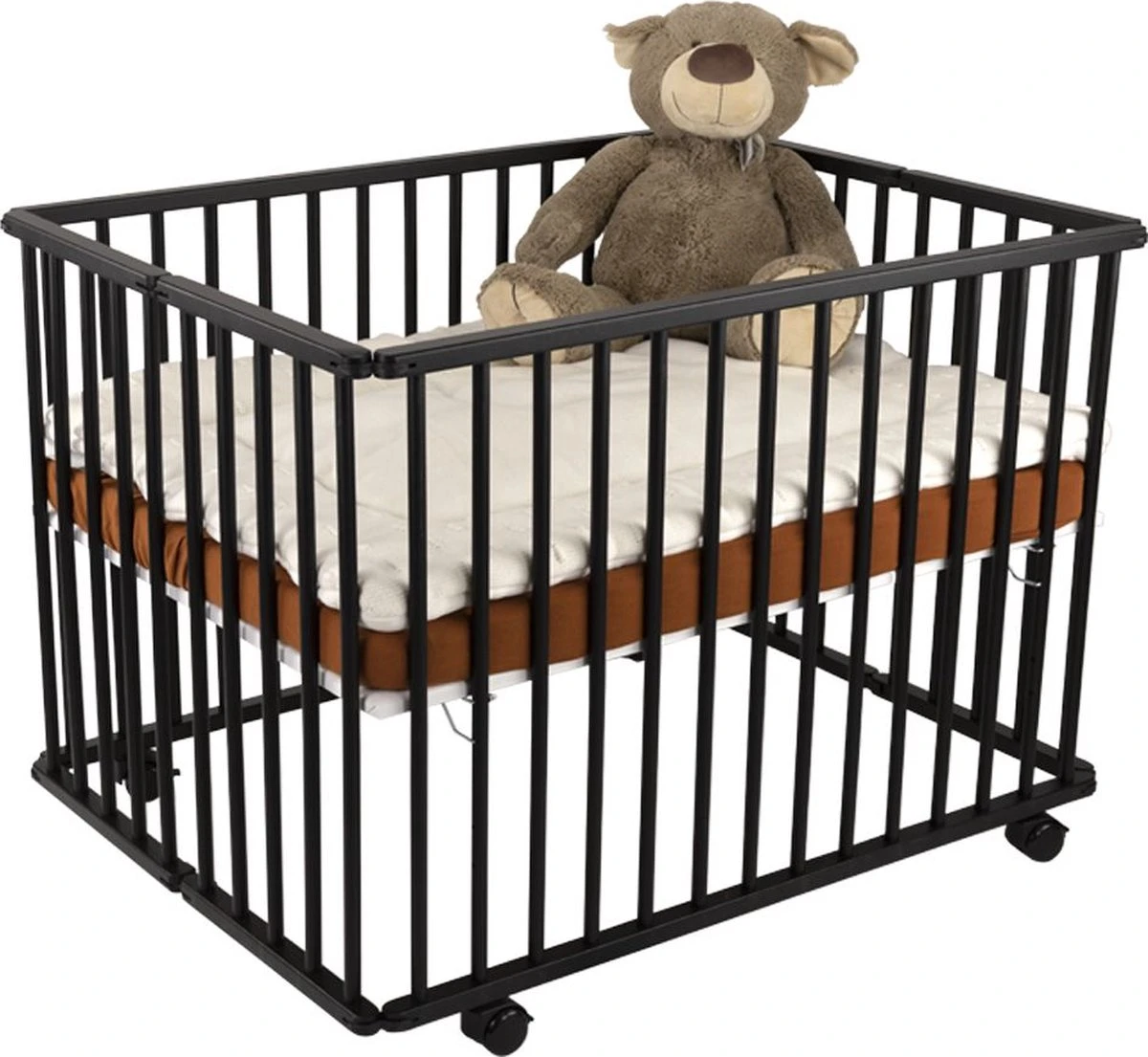 Cabino Baby Box Inklapbaar Met In Hoogte Verstelbare Bodem Zwart 5 Cabino Baby Box Inklapbaar Met In Hoogte Verstelbare Bodem Zwart - Afbeelding 5