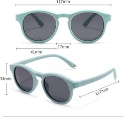 Maesy - Baby Zonnebril Bowi - 1-3 Jaar - Dreumes En Peuter - Flexibel Buigbaar - Verstelbaar Elastiek - Gepolariseerde UV400 Bescherming - Unisex Babyzonnebril Rond - Licht Blauw -Goedkope Kleintje Kleding Winkel 1200x1125