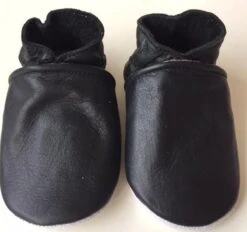 Leren Baby Slofjes – Zwart - Maat M