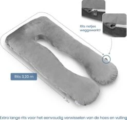 Telano Zwangerschapskussen XXL | Extra Hoes En Opbergtas |Velvet Stof | Voedingskussen | U Vorm | Extra Groot | Zijslaapkussen | Grijs -Goedkope Kleintje Kleding Winkel 1200x1139