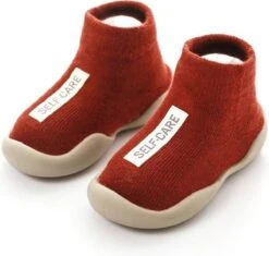 Merkloos Antislip Baby Schoentjes - Eerste Loopschoentjes – Completebabyuitzet - Maat 20,5 – 6-12 Maanden – Rood