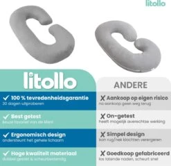 Litollo® Zwangerschapskussen (C-vorm) - Voedingskussen - Lichaamskussen - Zijslaapkussen - Body Pillow - Grijs -Goedkope Kleintje Kleding Winkel 1200x1160 3