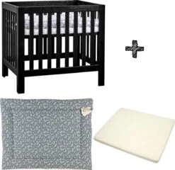 Box Bart Black Wash + Boxmatras Janine + Boxkleed Botanical Organic Blauw/Grijs