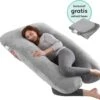 Litollo® Zwangerschapskussen XXL - Voedingskussen - Lichaamskussen - Body Pillow - 280cm - Zachte Fleece Stof - Grijs - Met Gratis Extra Afneembare Hoes (t.w.v. €29,95)